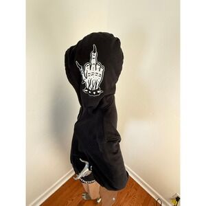 Lurking Class Black Rare Middle‎ Finger Skelton Hand Hoodie L